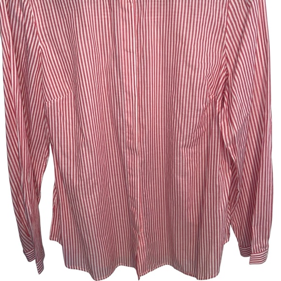 Talbots Top Blouse Womens Large Red Ruffle Neck Pearl Button Shirt Corpcore - Picture 5 of 14